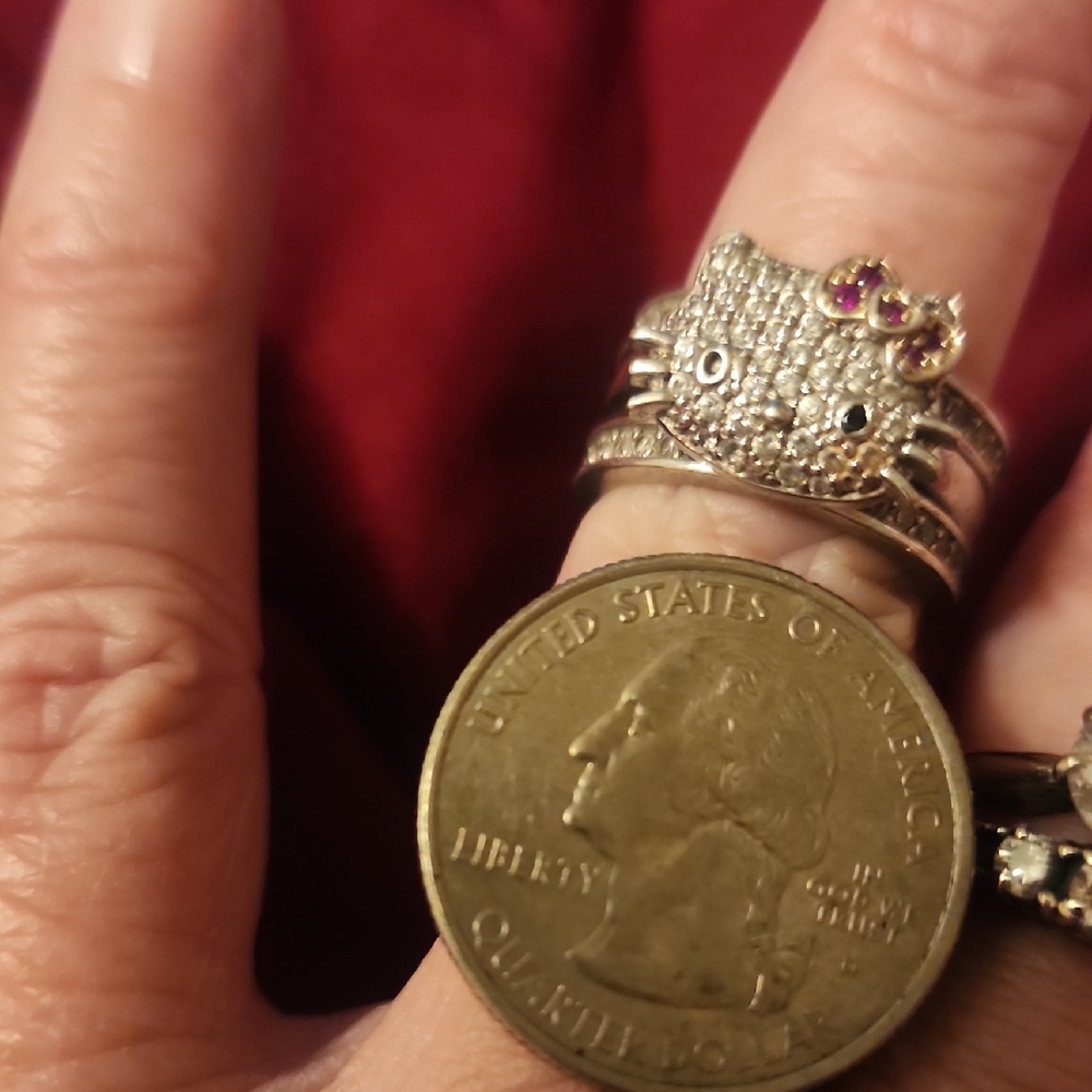 Hello Kitty Diamonique 3 Piece Ring Set